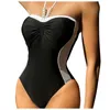 Costumi da bagno femminile black white perla costume da bagno sexy cazzo di bikini estate un pezzo da bagno costume da bagno alla spiaggia senza schienale monocini