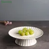 Tee Tabletts grobes Keramik-Geschirr Fruchtablett Keramik Japanische Hochfuß-Snack-Dessert-Erfrischungsplatte Retro-Set