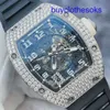 Lastest RM Wrist Watch RM010 Automatisk mekanisk klocka RM010 AG WG Original Shell Outer Ring Bakre diamantsida Full Diamond 18k