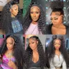 180Ddensity Curly Simulation Human Hair Pruiken Braziliaanse watergolfkant Lace voorpruiken voor zwarte vrouwen vooraf geplukte zwarte kleur Deep Wave Synthetische frontale pruik