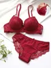 Reggiseni set trasparenti floreali a due pezzi Bras mutandine set abbigliamento sexy a filo spinta