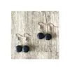 Dangle Chandelier Dangle Chandelier Round Black Lava Stone Earrings Necklace Diy Aromatherapy Essential Oil Diffuser Earings Jewelry Dhjvi