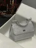 Kim designer satin med all-over rhinestones handväskor silver hårdvara metallpläterad tagg topphandtag axelväskor inre fick kväll handväska kvinnor mode diamantväska