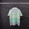 Vintage Embroidery Knitting Mens Shirts Summer Beach Gradient Stripes Short Sleeve Knit Tops for Men CA Casual Knitted Cardigans 240513