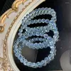 Bracelets de liaison 7 mm Natural Blue Topaz Bracelet Fashion Crystal Quartz Bijoux de pierres précieuses Reiki Guérison Cadeau pour les femmes 1pcs