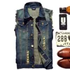 Rippad jeanjacka Mens denim Vest Hip Hop Coats Waistcoat män Cowboy Brand Sleeveless Male Tank 240509