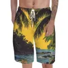 Summer Coconut Tree Men's Split Straight Leg Sandals Beach Casual Loose 3D Printed Sports Pants M514 25