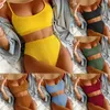 Frauen Badebekleidung 2024 Spiral Pit Strip U-förmige Hochtaille Bikini Sexy Badeanzug Frauen