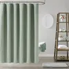 Luxury Linen Shower Curtain med Silver Metal Hooks Badrum Vattentät tjockt tyg Badgardiner Badkar Stort badtäcke 240514