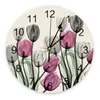 Horloges murales fleur idyllique gris rose rouge tulip grand enfants chambre silencieuse give de bureau décoration suspendue cadeau