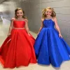 Little Miss Pageant Dress for Teens Juniors Toddlers 2021 Rhinestones paljetter Royal Organza Long Kids Gown Formal Party Beading Halter 2868