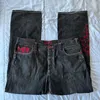 Jeans masculinos Y2K American Retro Personalidade Vermelho Gráfico Vermelho Casual Versátil High Gaisted 2000S Hip-Hop Street Estetices Baggy Pants