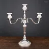 Kandelaars Large Vintage Luxe Luxe Europese creatieve houder Middelpunt Metaal Pilaar Zilver Kandelaar Home Decor AH50CH