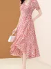 Sukienki imprezowe Evnisi szyfonowy druk eleganckie kobiety 2024 Letnia moda w dekolcie nieregularna swobodna sukienka kwiatowa A-line vestidos