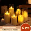 6pcs LED Cougies électriques sans flammes lampe en verre acrylique batterie vacillante Fake Tealight Bandle Balk for Wedding Christmas 240514
