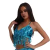 Carri armati da donna con paillettes camisole scintillante marcata marcata per donne nightclub danza da ballo performance reggiseno luccicante sfilata sfacciata