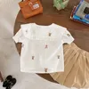 Summer Kids Boys Girls Set Baby Girls Coton Soft Cotton Bear Robe Boy Cute Shirt Sisters Frère Look Baby Birthday Robe 240428