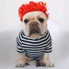 Vêtements pour chiens drôle mignon pour animal de compagnie costume de casquette de perruque colorée pour les vêtements de Noël d'Halloween Dishomy