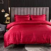 Housse de couette en satin jumelle Reine King Size Blaides bleues Super douceur Ligne de lit de lin couette de luxe