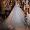 الأنيقة زفاف زفاف لامعة اللؤلؤ الزفاف لؤلؤة الطابق بطول فساتين العروس Vestidos de Novia