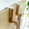 Hooks Iron Wooden Rack Organizer Wood Cabinet Wardrobe Drawer Partition Door No Trace Punch Card Clip Hanger Hook Storage 2Pc