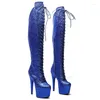 Boots Leecabe 17CM/7inches Shiny Pole Dancing Shoes Chunky Platform High Party Knee 5B