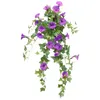 Fleurs décoratives 24 grappes Glores du matin artificielles Faux résistants aux UV Faux extérieur pour le pot de fleur et la fenêtre suspendus intérieurs / extérieurs