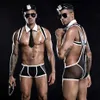 Sexy Conjunto Jsy Sexy Police Uniform Cosplay Lingerie Men Aprese de roupas íntimas porno porno de lingerie erótica vem com roupa sexy