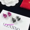Aavaleno Top Edition Designer Delicate Earing New Family V Letter Full Diamond Small Square Silver Needle earrings for Womens FashionEarrings