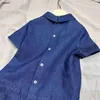 Top Girls Robes Blue Denim Fabric Jupe Princess Robe Taille 100-150 cm Kids Designer Vêtements Baby Roule 24MA