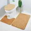 Bath Mats 3 Pieces/Set 3D Embossed Bathroom Foot Pad Toilet Seat Cover Pure Color Shower Room Non-slip Floor Mat Absorbent