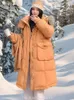 Damengrabenmäntel Txii Mode extra große Größe Down Jacke lange verdickte 2024 Taille schlampig Kapuze -Moll -Girl Wintermantel