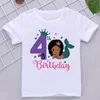 T-shirts kawaii sjöjungfru svarta flickor nummer min 2-9-årsdag t-shirt barn kläder flicka t-shirt harajuku kort ärm t-shirts tees topp t240513