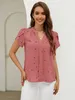 Camicette da donna magliette da donna slve slve slve petal slve top uffice pullover a v-sine-lore stampa primavera estate di moda 2024 y240510