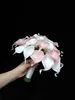 Wedding White Lotus Red Calla Lily Lotus Pearl Chain Handheld Flower