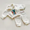 Roupas conjuntos de inverno meninos calorosos engrossam half-zip lã de lã de calça calça bebê menino traje infantil roupas de criança roupa de menina