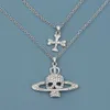 Colliers pendants mode coréenne Exquise Himitone Skull Pendant Collier Punk Gothic Cross Collier Party Bijoux Womens Wear Accessoires J240513