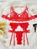 Bras Sets Garter Belt Womens Underwear Souplier sans couture et string Set 3 Ensemble érotique en dentelle florale