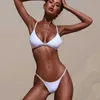 Women's Swimwear White Mini Bikini 2024 Hot Sexy Beaded Womens Bikini Set G-string Swimwear Biquini Swimwear J240510