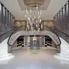 Люстры современный хромированный хрустальный светодиодный люстр роскошная крупная лестничная лестница Cristal Vinging для коридора для лобби для коридора длинные крытые потолочные блеск Luster
