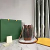 10A women's drawstring shoulder bag, leather bound handbag, luxury designer handbag, painted bucket bag, wallet, shoulder bag, federal shipping bag box