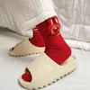 Мужские носки 22FW Новый год китайский стиль Большой красные носки Мужские и женские средние капиталы Pure Cotton Bunny Год мультфильм кукол носки