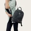 Factory outlet shoulder bag street cool ghost punk backpack soft lightweight leather outdoor leisure backpacks large capacity black Joker rivet handbag 6836#