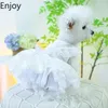 Vêtements pour chien vêtements d'été chat princesse robe blanche en dentelle de gaz de gauze fête du peluche