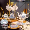 Bone China Tea Set Elegant presenter för vuxna TEACUPS OCH FAUCERS COFFEEWARE TEAWARE 21Piece Teacup Cup Tools Kitchen Dining 240508