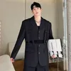 Men's Suits Korean Chic Blazer Autumn Designer Deconstructed Suspender Paneled Truncated Shoulder Pad Suit 2024 Niche 9C1353