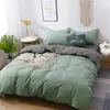 Bedding Sets Home Textile 5 Size Green And Gray Summer Bed Linens 3/4pcs Duvet Cover Set Pastoral Sheet AB Side