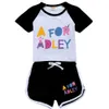 Kleidungsstücke Sets New Girl and Boy Summer Clothing Set Adley Childrens Sports T-Shirt+Hosen 2-teilige Babykleidung Komfortableer Set Pyjamas D240514