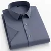 Chemises habillées pour hommes pour hommes courts Slve Shirts Color solide Summer Color Tops Down Couleur standard Fashion Elegant Business Smart Dress Shirts Y240514