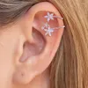 Ryggar örhängen GRA REAL 925 Sterling Silver Romantic Flowers Ear Cuff For Women Gold Plated Zircon Clip Fashion Jewelry Pendientes